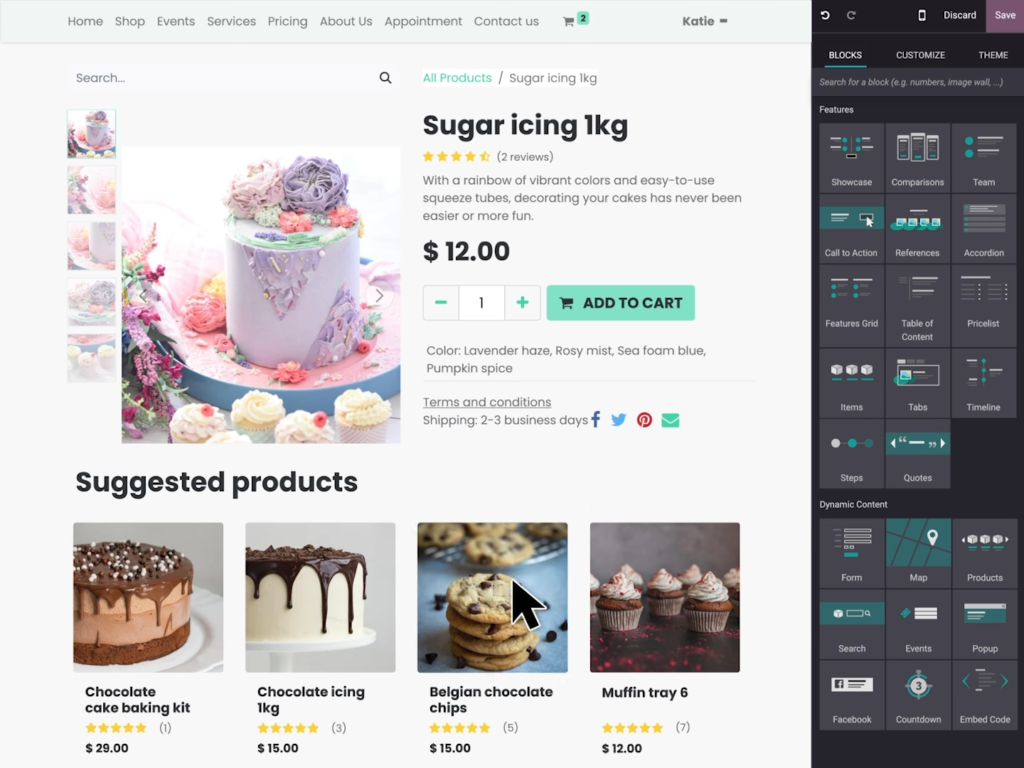 Odoo eCommerce website page